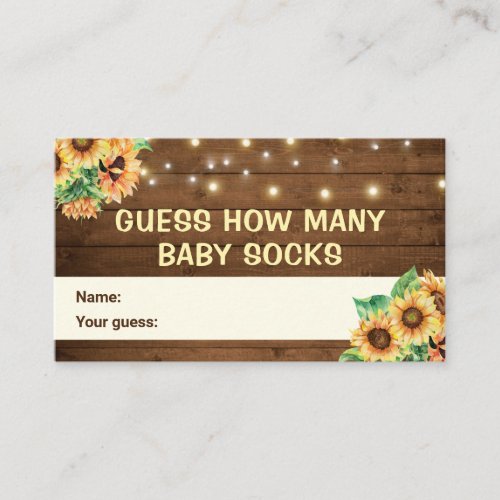 Guess How Many Baby Socks Autumn Shower Sprinkle Enclosure Card