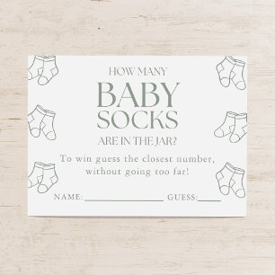 Guess How Many Baby Socks Sage Baby Shower Game Enclosure Card