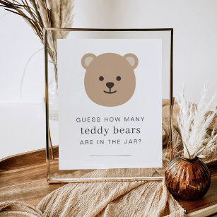 Guess How Many Bears in The Jar - Bear Face Sign