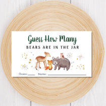 Guess How Many Bears Woodland Baby Shower Game Enclosure Card