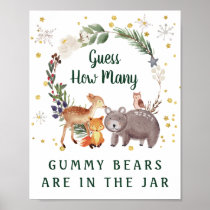 Guess How Many Bears Woodland Baby Shower Game Poster