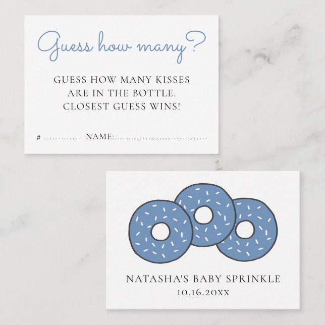 Guess How Many Blue Donuts Baby Sprinkle Game Business Card (Front/Back)