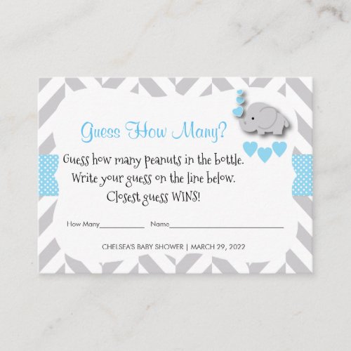 Guess How Many _ Blue Elephant Enclosure Card