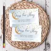 Moon and Stars Blue Baby Shower Prediction Card