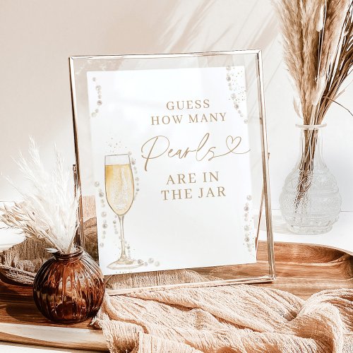 Guess How Many Bridal Shower Game Pearls Prosecco  Poster