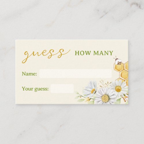 Guess How Many Bumblebee Honeybee Party Fun Game Enclosure Card