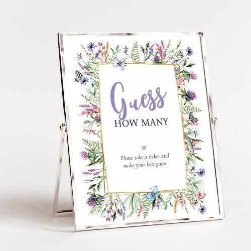 Guess How Many Butterfly Garden Watercolor Game Poster