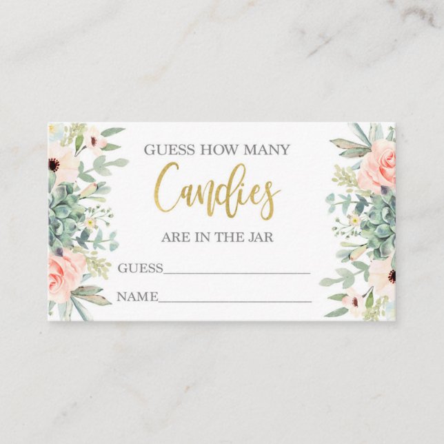 Guess how many candies are in the jar enclosure card (Front)