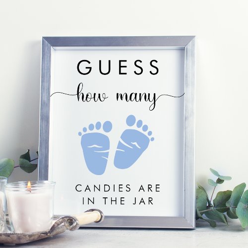 Guess How Many Candies Baby Boy Shower Game Poster