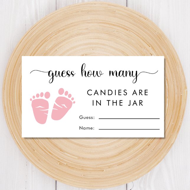 Guess How Many Candies Baby Girl Shower Game Enclosure Card (Creator Uploaded)