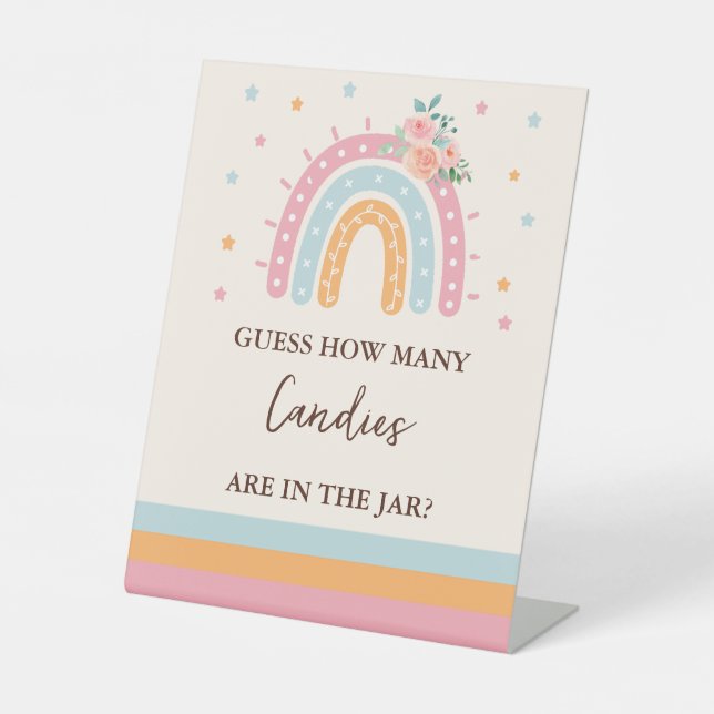 Guess How Many Candies Baby Shower Game Pedestal  Pedestal Sign (Front)