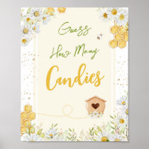 Guess How Many Candies Bee Bumblebee Baby Shower Poster