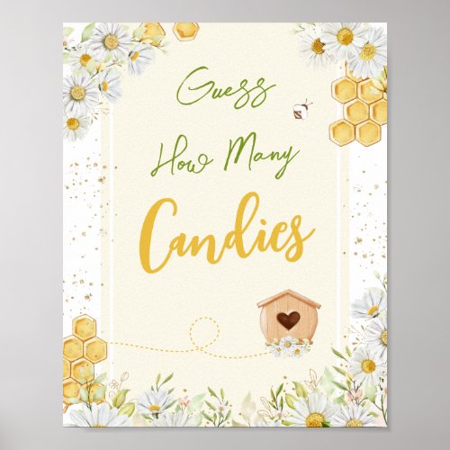 Guess How Many Candies Bee Bumblebee Baby Shower Poster