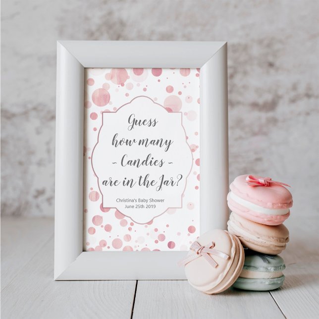 Guess How Many Candies Blush Pink Dots Baby Shower Poster (Creator Uploaded)
