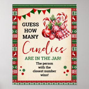 Guess How Many Candies Game Ugly Sweater Sign