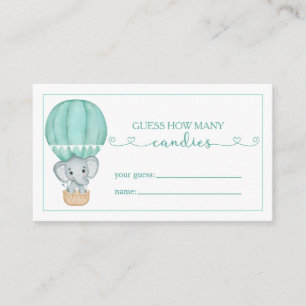 Guess How Many Candies Green Elephant Baby Shower Enclosure Card
