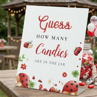 Guess how many candies love bug Baby shower Sign