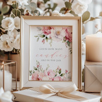 Guess How Many Candies Pink Baby Shower Sign