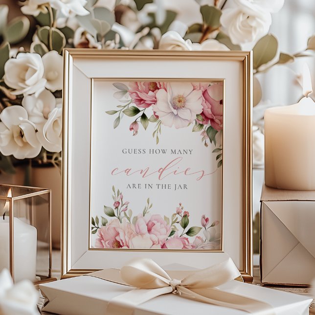 Guess How Many Candies Pink Baby Shower Sign (Creator Uploaded)