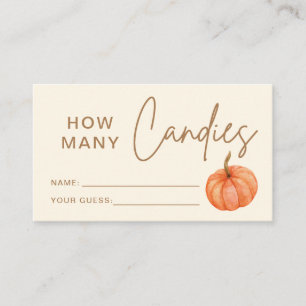 Guess How Many Candies Pumpkin Baby Shower Game Enclosure Card