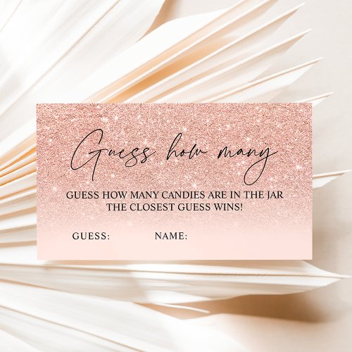 Guess how many candies rose gold bridal game enclosure card