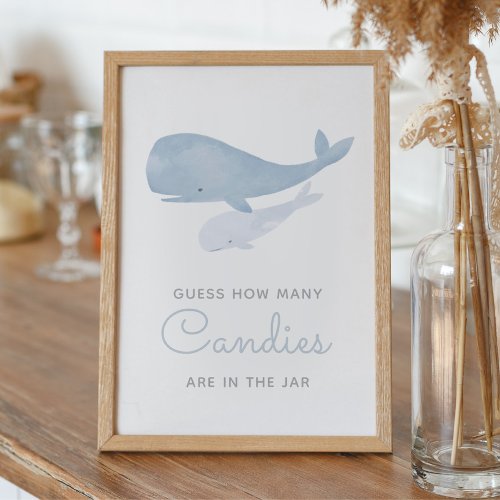 Guess How Many Candies Whale Baby Shower Sign
