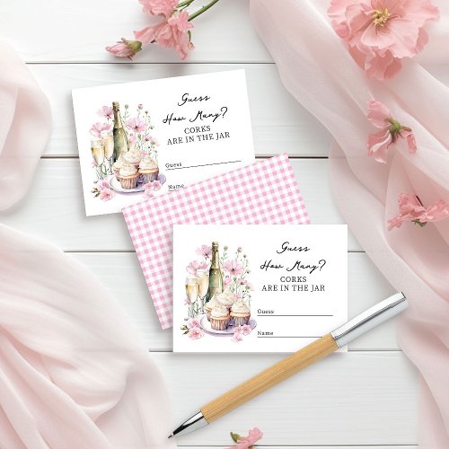 Guess How Many Champagne Pink Flower Bridal Shower Enclosure Card