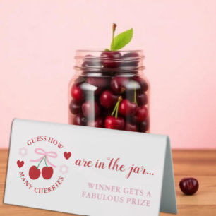 Guess How Many Cherries Bridal Shower Table Tent