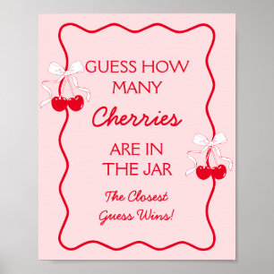 Guess How Many Cherry Baby Shower Game Poster
