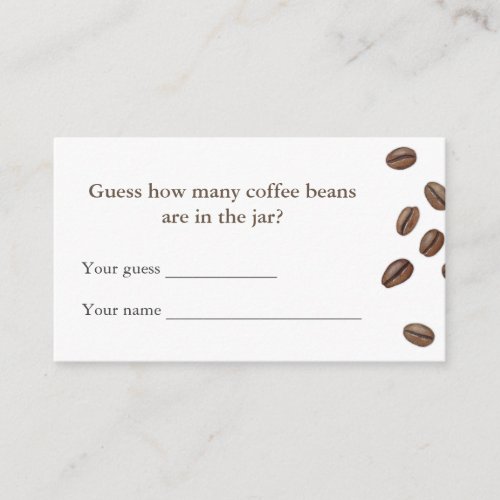 Guess How Many Coffee Beans Bridal Shower Game Enclosure Card