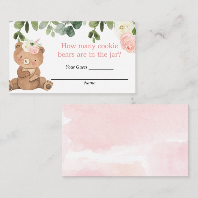 Guess how many cookie bears inserts baby shower (Front/Back)