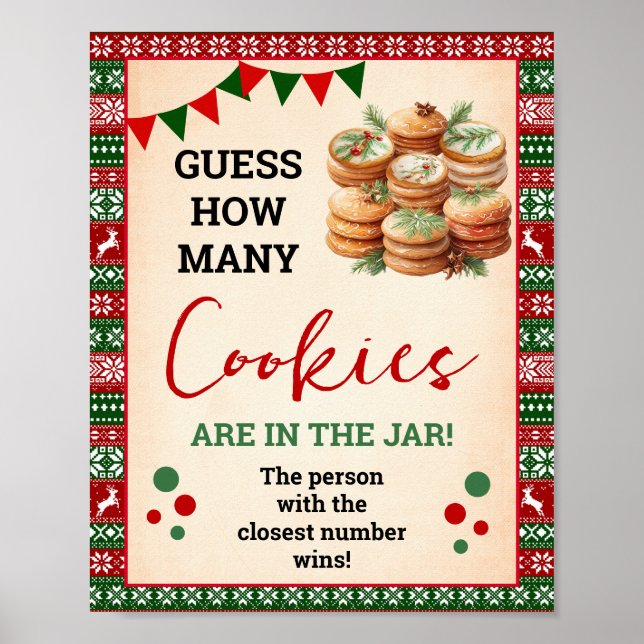 Guess How Many Cookies Game Ugly Sweater Sign (Front)