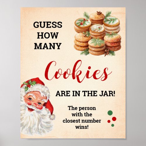 Guess How Many Cookies Santa Christmas Game Sign