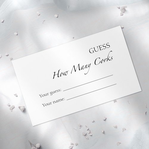 Guess How Many Corks  Black  White Bridal Shower Enclosure Card