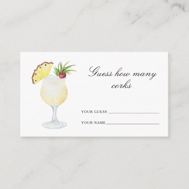 Guess how many corks Cocktail bridal shower Enclosure Card (Front)