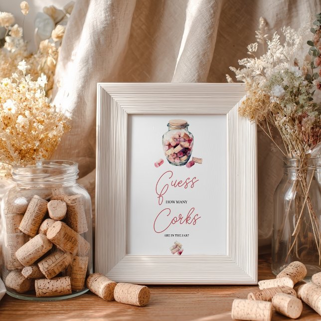 Guess How Many Corks Game Sign Bridal Shower (Guess How Many Corks Game Sign Bridal Shower poster)