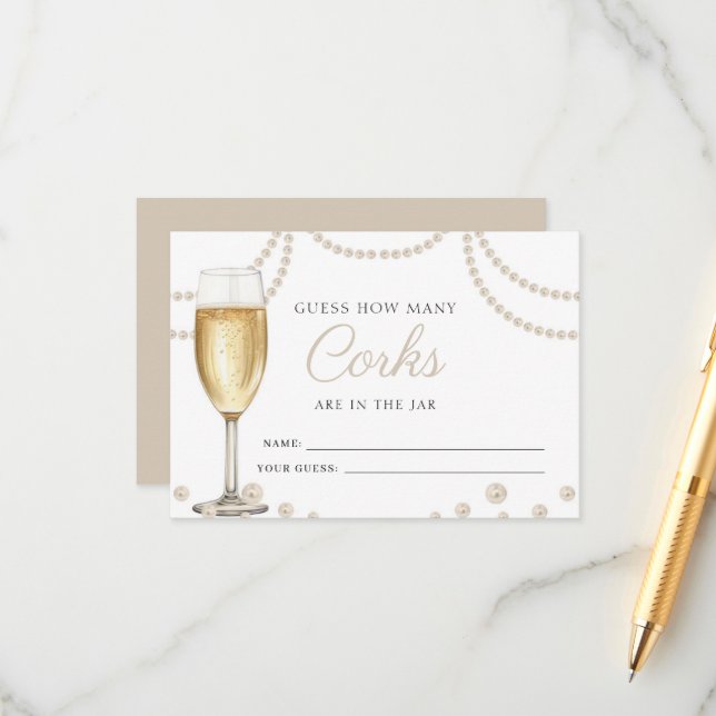 Guess How Many Corks Prosecco Bridal Shower Game Enclosure Card (Front/Back In Situ)