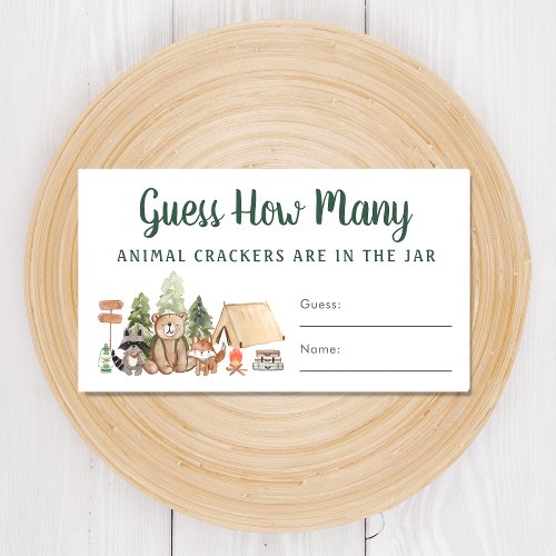 Guess How Many Crackers Woodland Baby Shower Game Enclosure Card