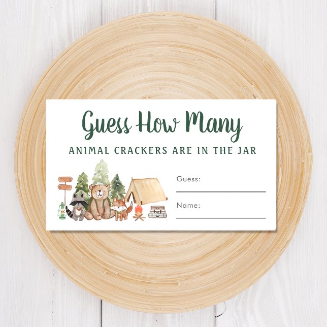 Guess How Many Crackers Woodland Baby Shower Game Enclosure Card (Creator Uploaded)
