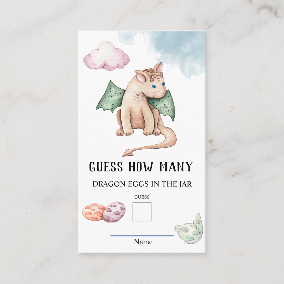 Guess How Many Dragon Eggs Baby Shower Game Enclosure Card Zazzle