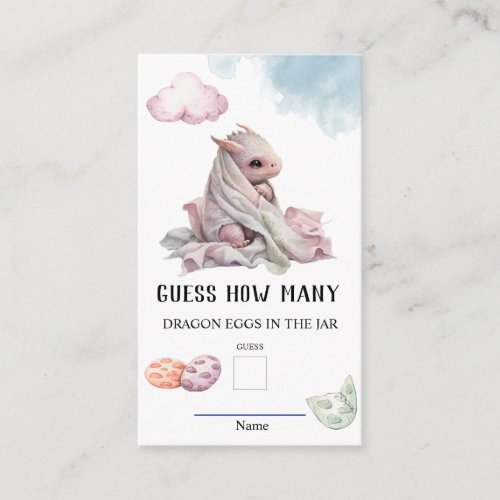 Guess How Many Dragon Eggs Baby Shower Game Enclosure Card