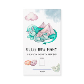 Guess How Many Dragon Eggs Baby Shower Game Enclosure Card