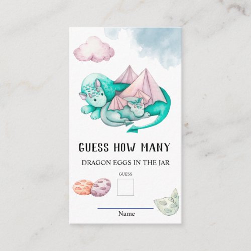 Guess How Many Dragon Eggs Baby Shower Game Enclosure Card