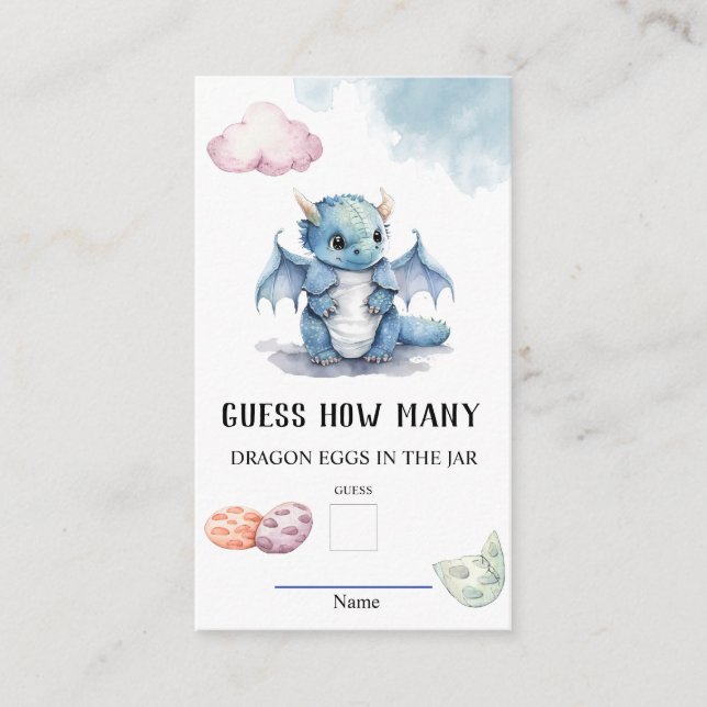 Guess How Many Dragon Eggs Baby Shower Game Enclosure Card (Front)