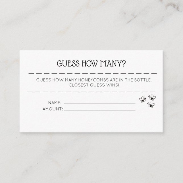 Guess how many? enclosure card (Front)