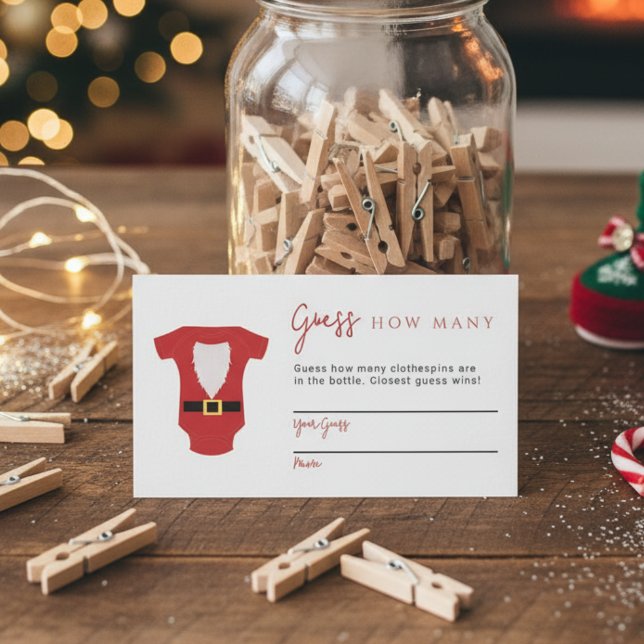 Guess How Many Game Santa Baby Shower Christmas Enclosure Card (Creator Uploaded)