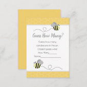 Guess How Many Gray Bumble Bee Baby Shower Game Enclosure Card (Front/Back)