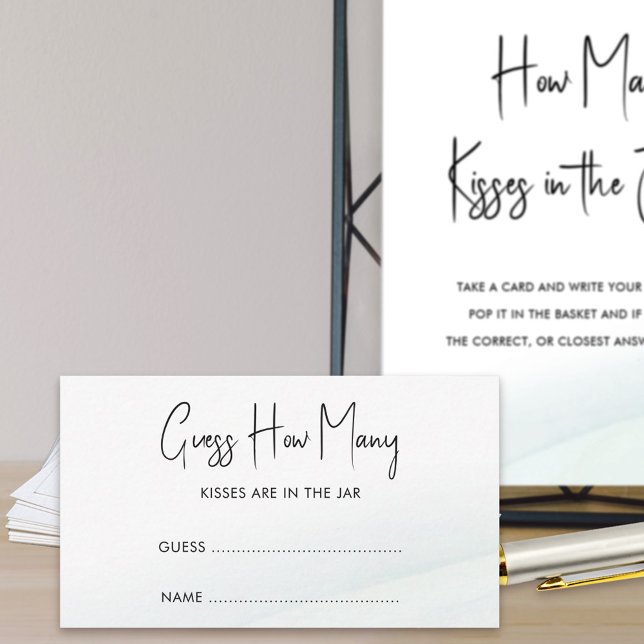 Guess How Many Green Wash Bridal Shower Game Card (Bridal shower answer cards for Guess How Many game. Matching poster available printed or download)