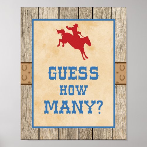 Guess How Many Guessing Game Sign Cowboy