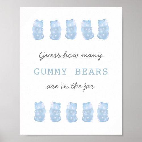 Guess How Many Gummy Bears Baby Blue Game Sign